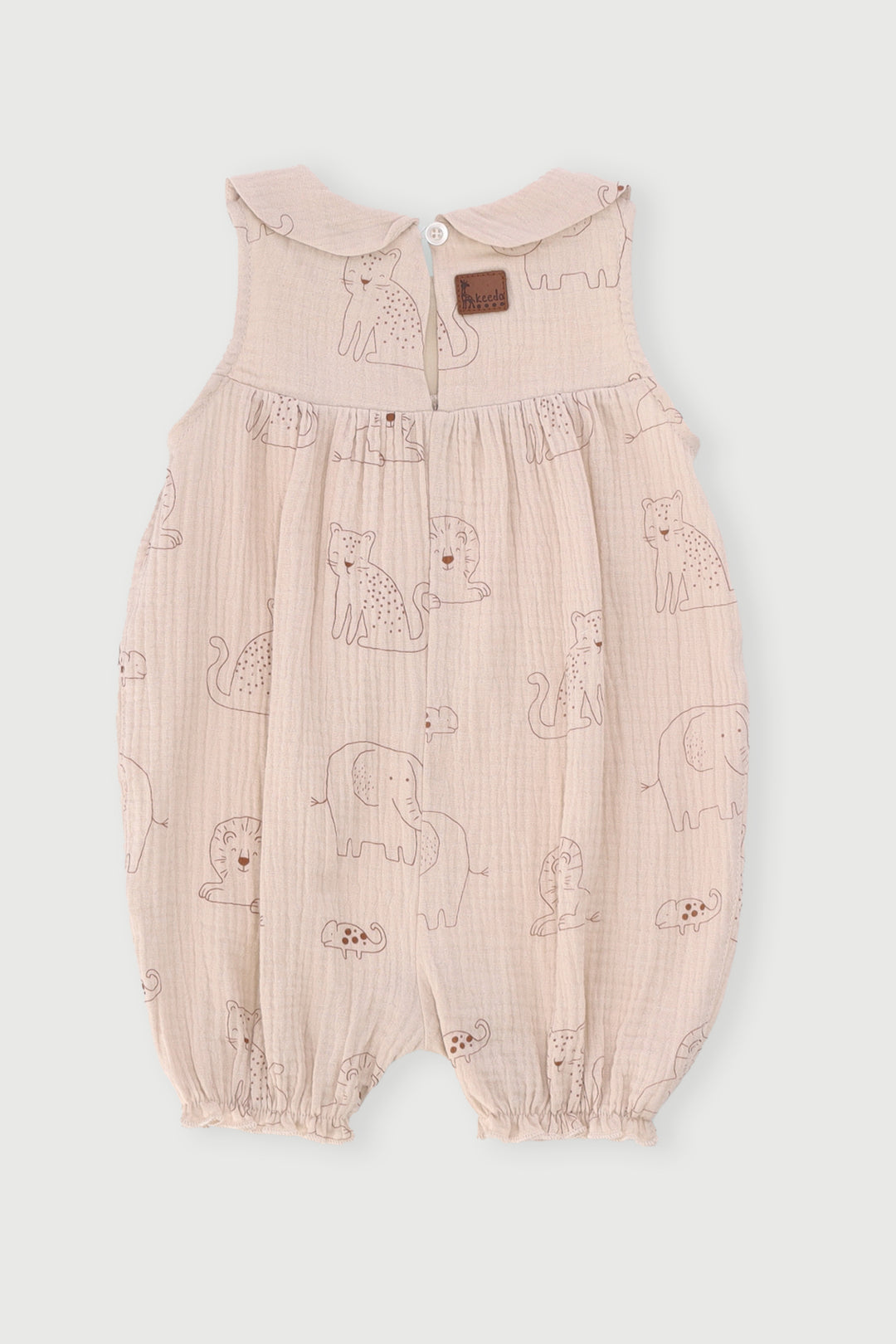 Keedo Baby Girls Woven Romper - Stone