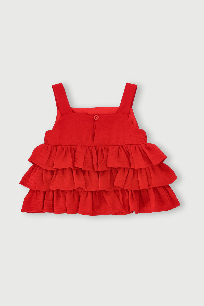 Baby Girls Occasion Rara Tiered Top - Red