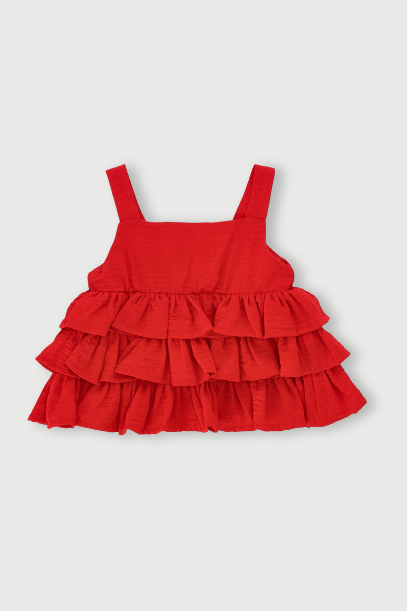 Baby Girls Occasion Rara Tiered Top - Red