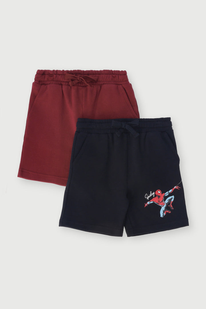 Pre-Boys 2 Pack Spiderman Shorts - Black/Red
