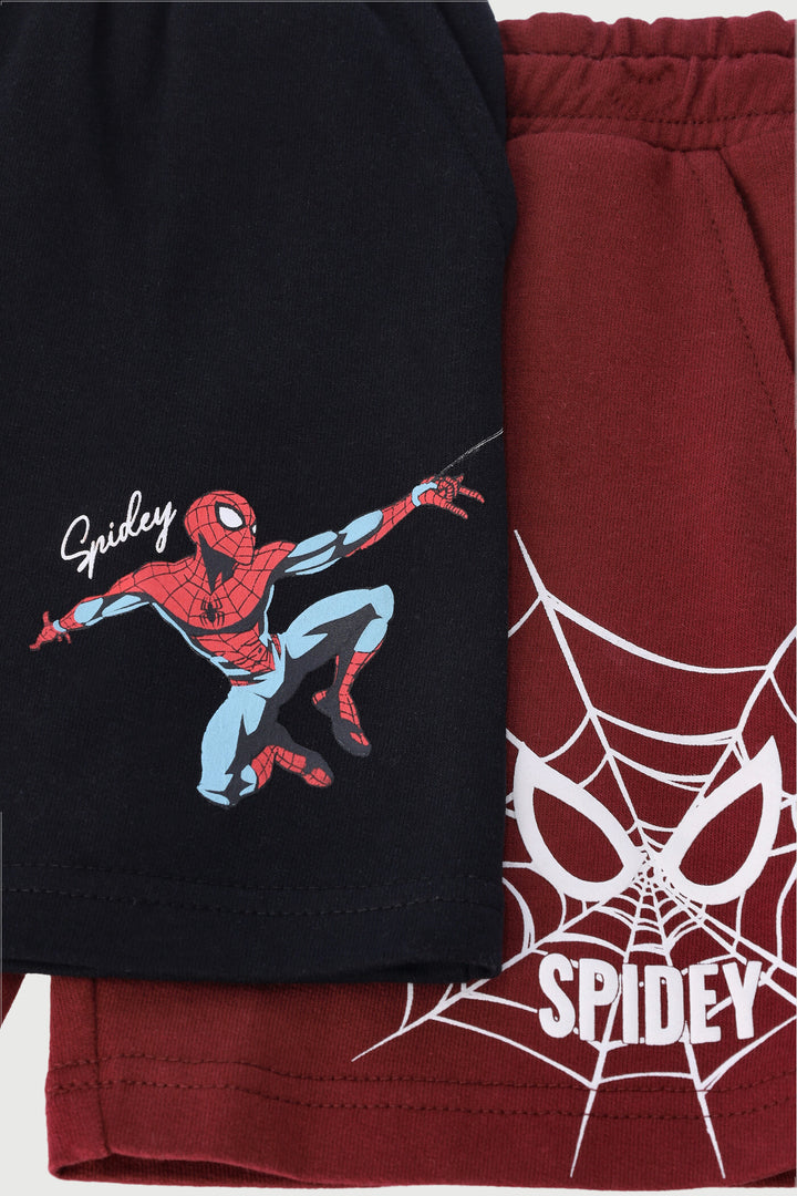 Pre-Boys 2 Pack Spiderman Shorts - Black/Red