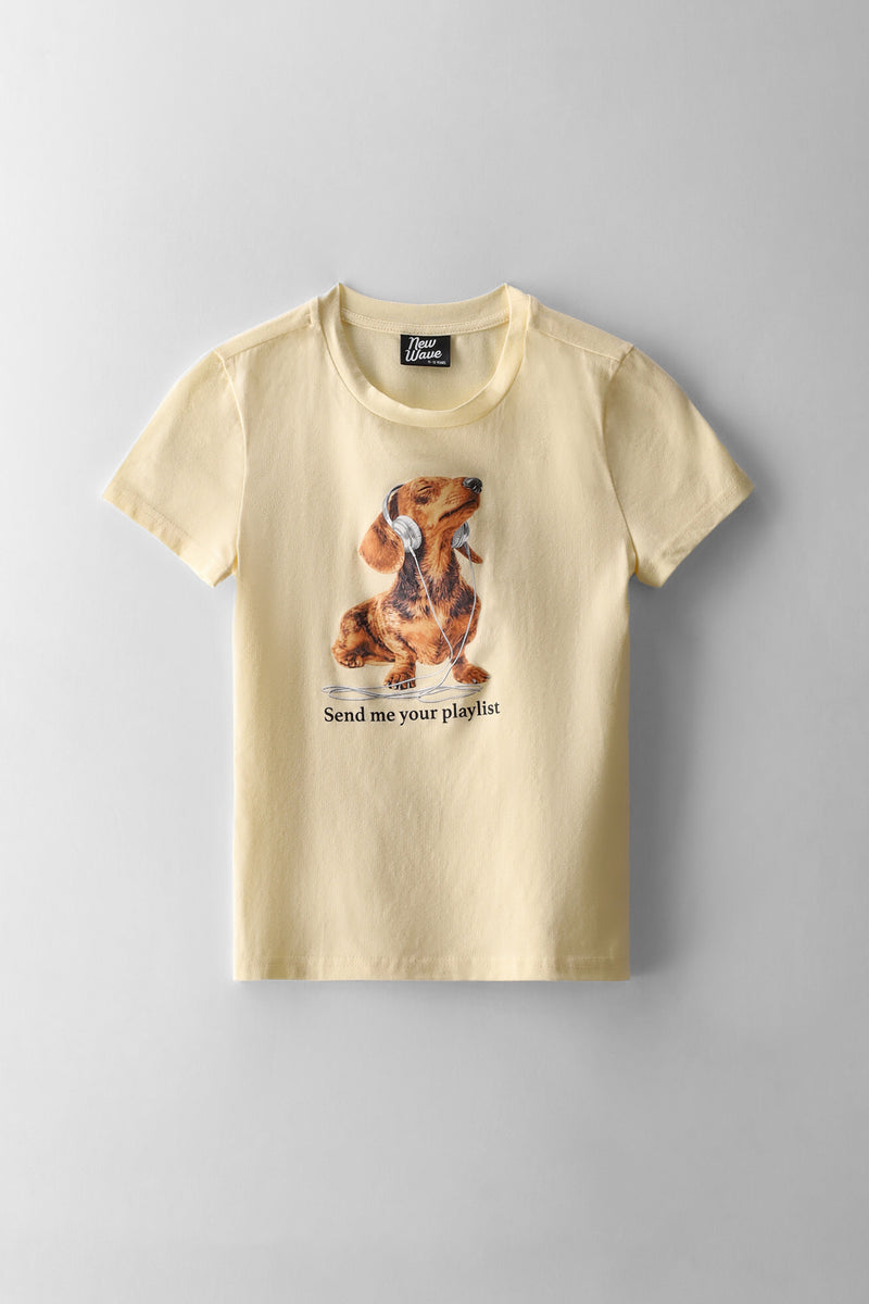 Girls Send Me Your Playlist Tee - Butter Yellow
