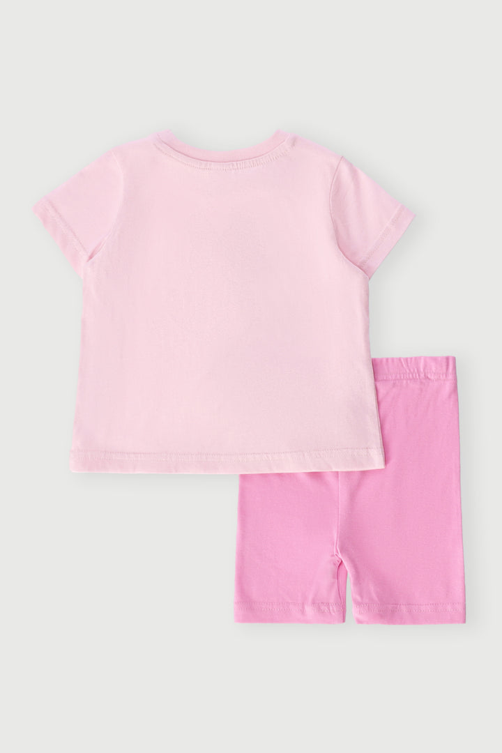 Baby Girls Minnie Oversized Tee & Cycle Short Set - Pink