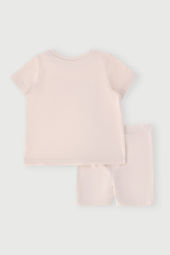 Baby Girls Winnie Oversized Tee & Cycle Short Set - Beige
