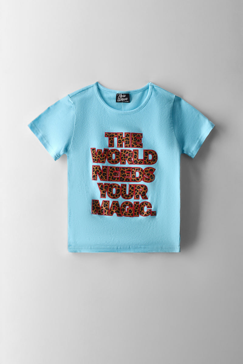 Girls Magic Fitted Tee - Aqua