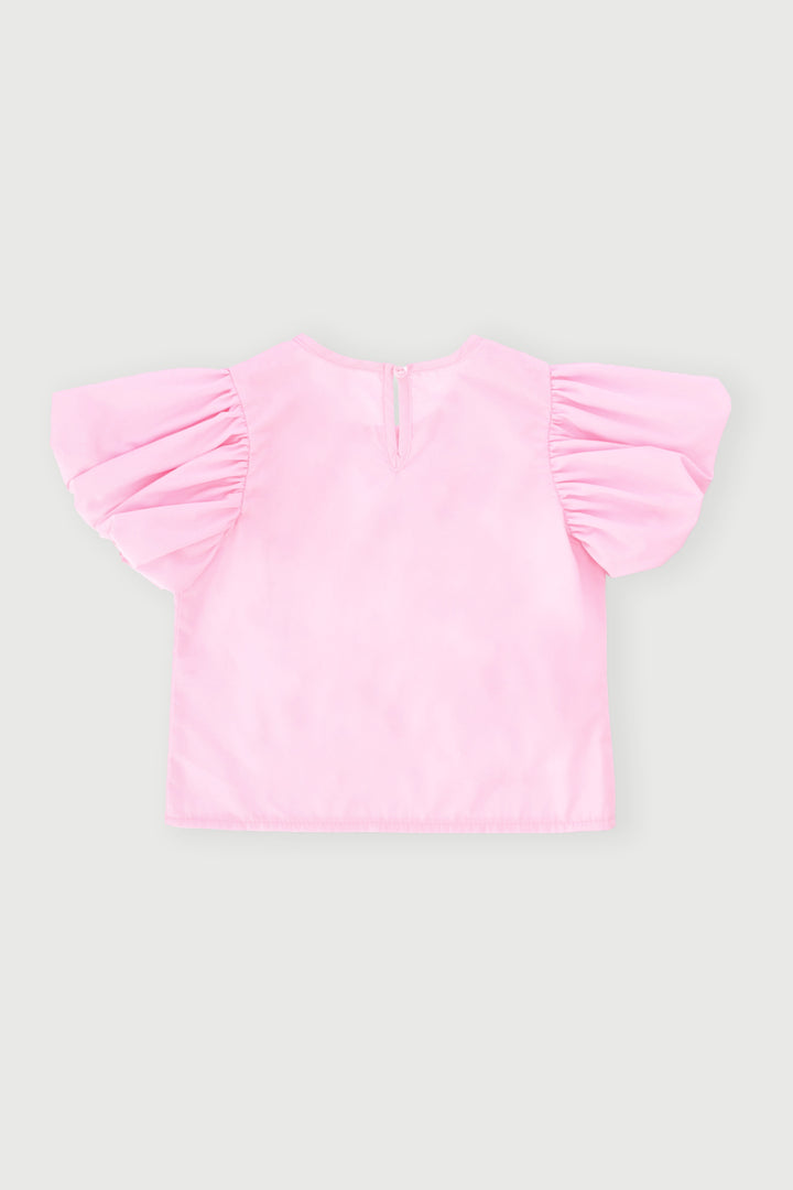 Pre-Girls Bow Woven Top - Pink