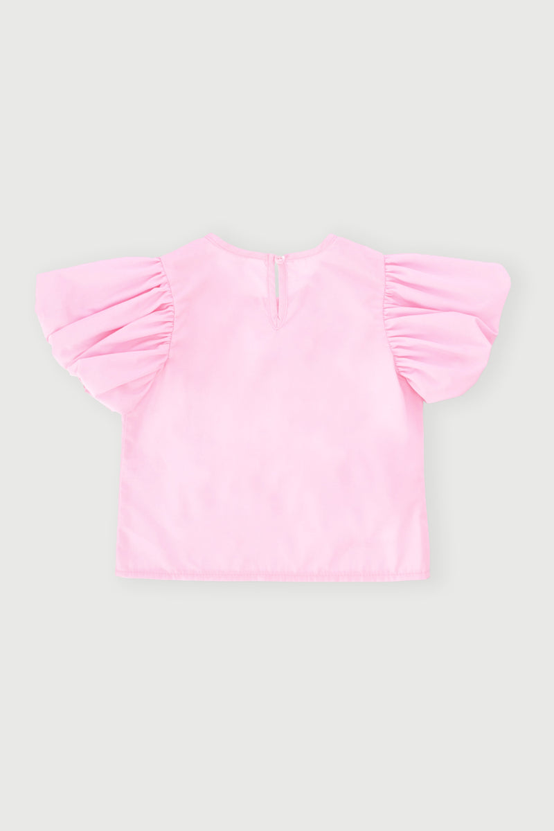 Pre-Girls Bow Woven Top - Pink