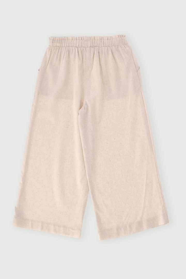 Pre-Girls Linen Pull On Jogger - Stone