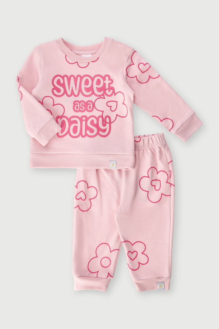 Baby Girls Sweet As Daisy Fleece Sweater - Pink