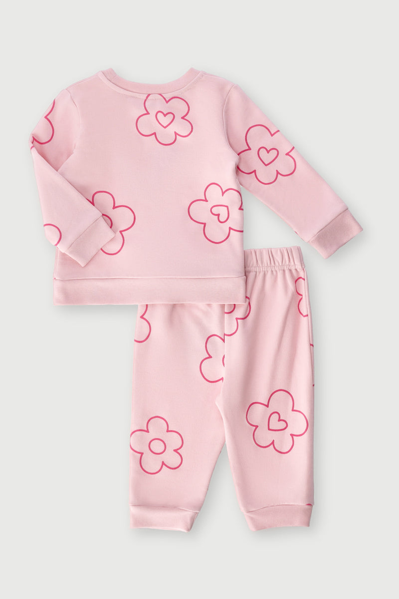 Baby Girls Sweet As Daisy Fleece Sweater - Pink