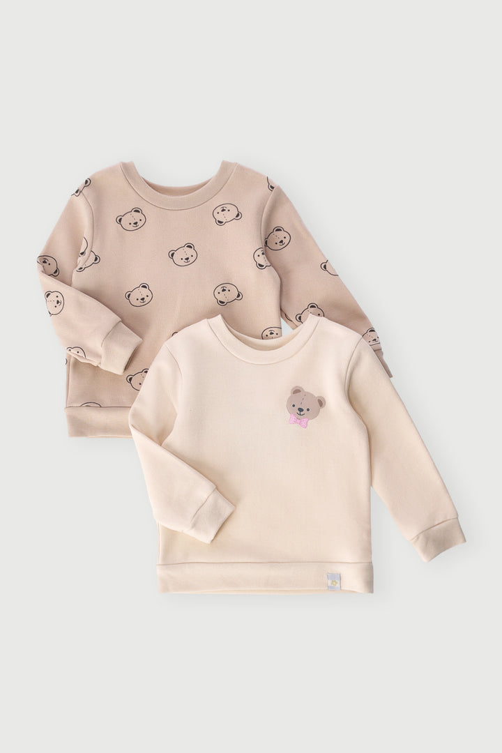 Baby Girls 2 Pack Teddy Fleece Sweater - Beige