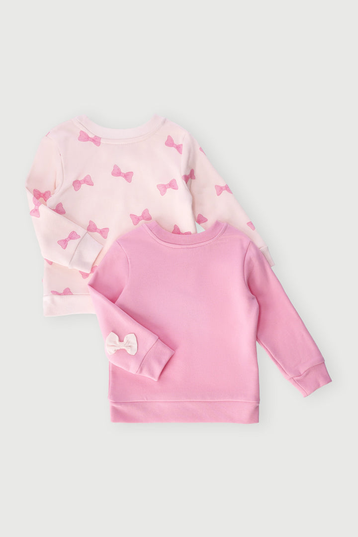 Baby Girls 2 Pack Bow Fleece Sweater - Pink