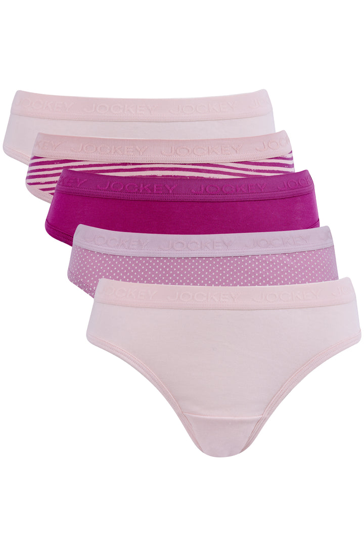 5 Pack Cotton Brush Strokes Print Bikini Panties - Multi