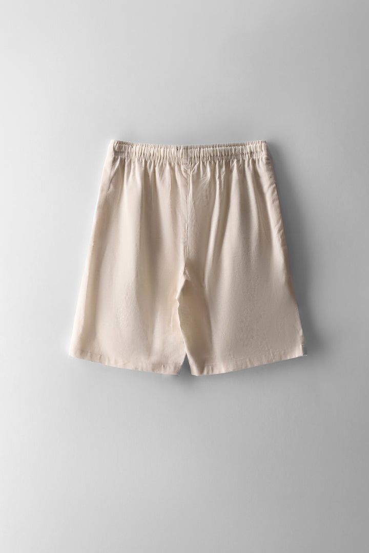 Linen Embroidered Short - Ecru