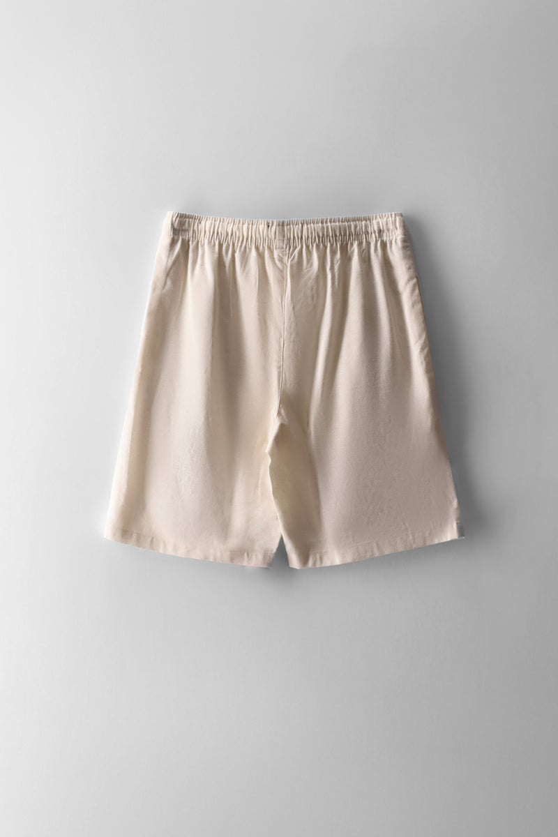 Linen Embroidered Short - Ecru