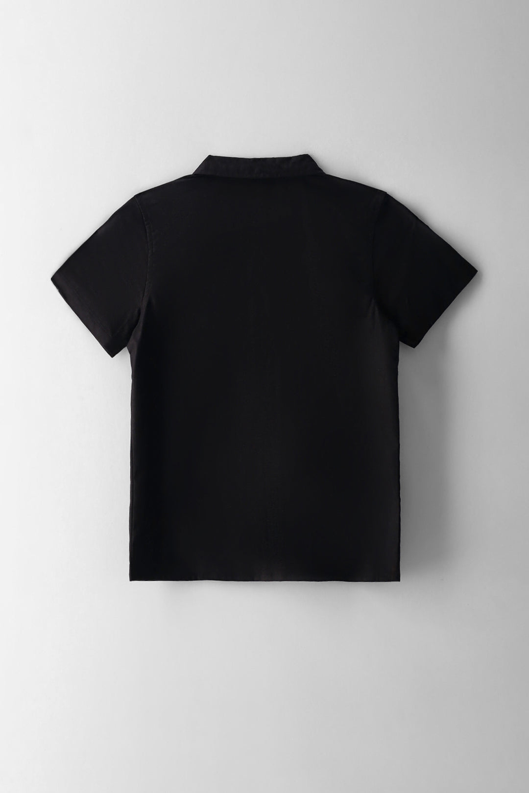 Boys Palm Tree Embroidered Tape Shirt - Black