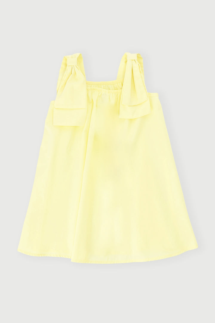 Pre-Girls Shoulder Bows Poplin Dress - Yellow