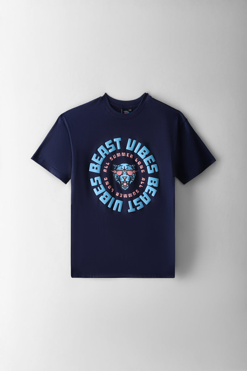Boys Beast Vibes Oversized T-Shirt - Navy