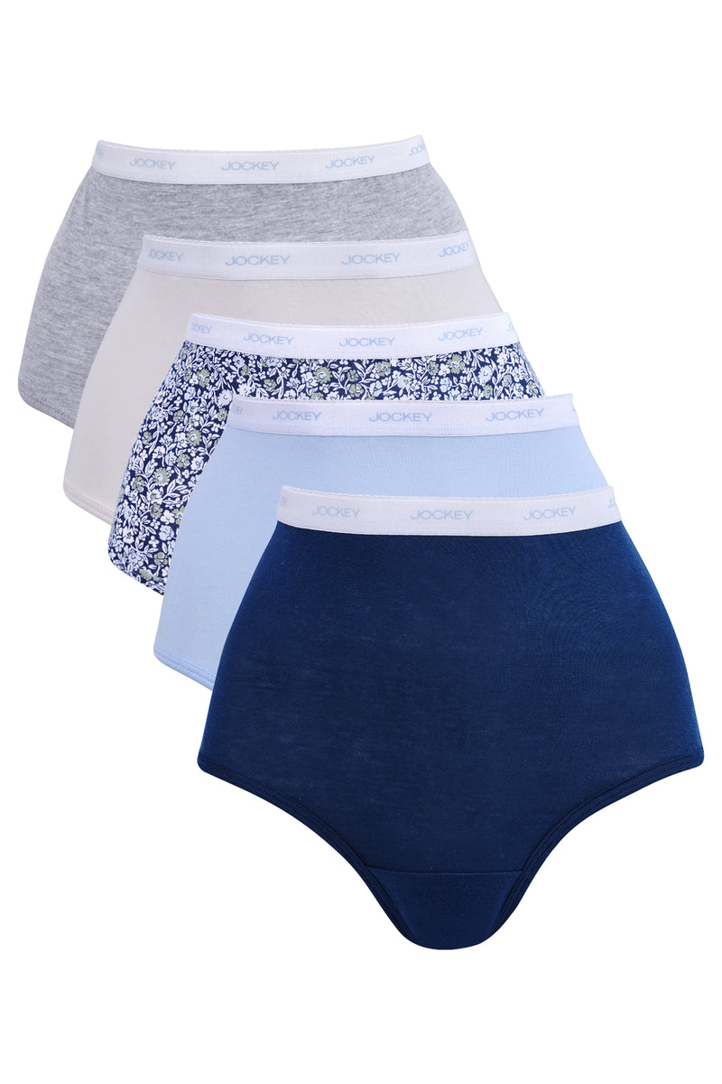 5 Pack Cotton Pearl Floral Pleasure Brief Panties - Multi