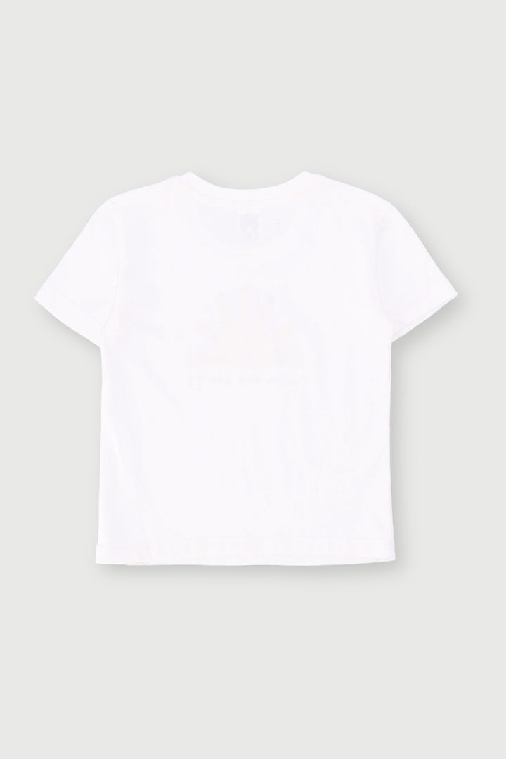 Pre-Girls Sunshine Motif Top - White