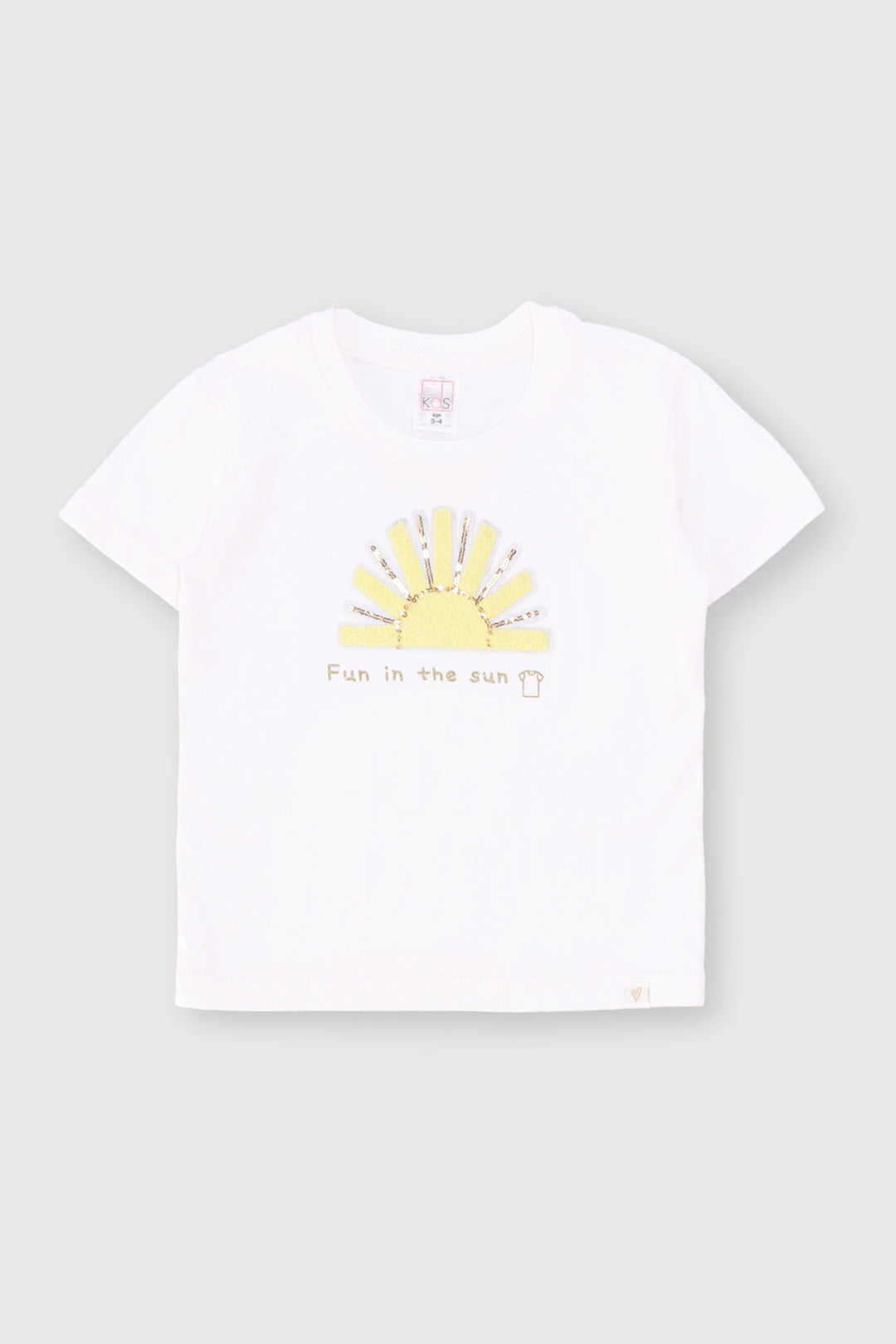 Pre-Girls Sunshine Motif Top - White