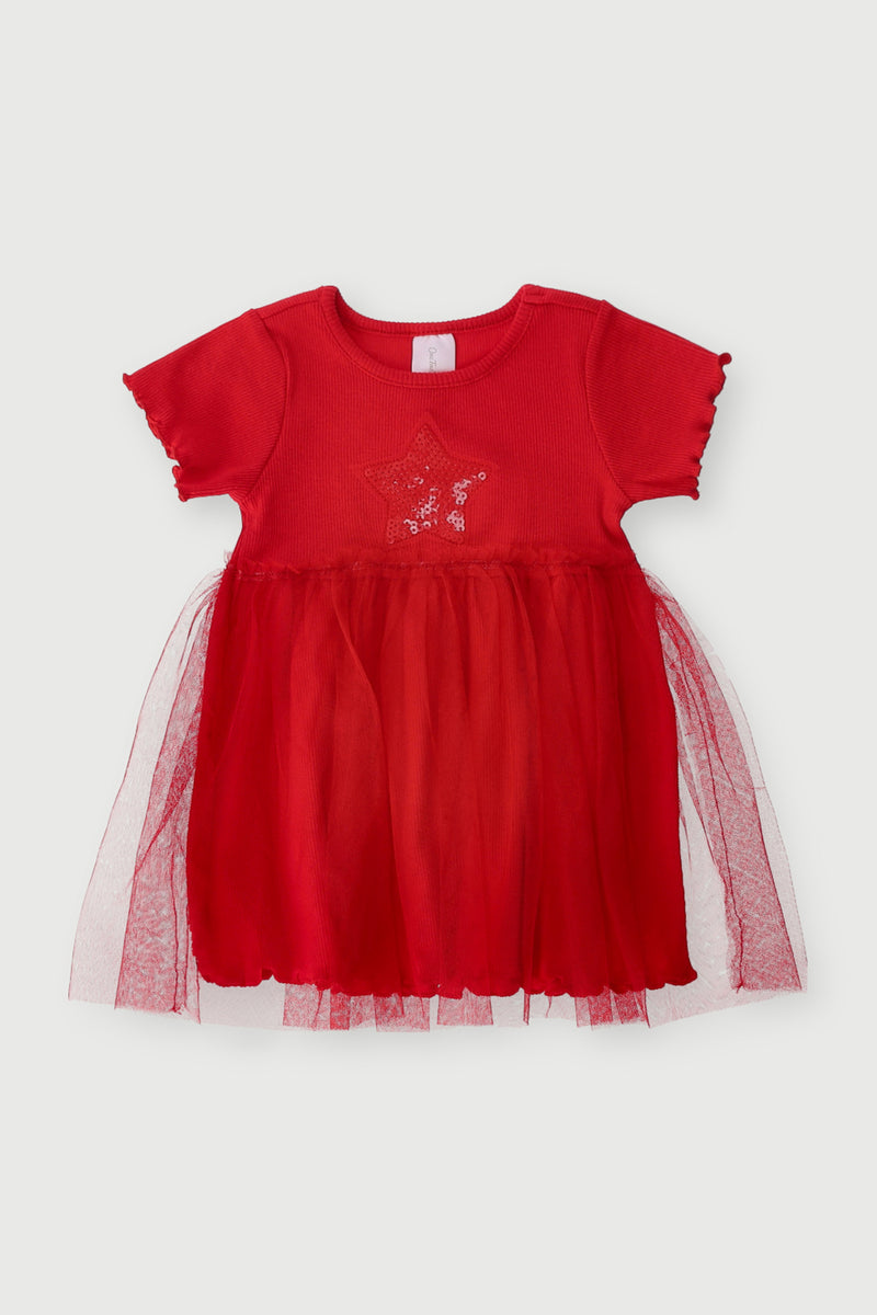 Baby Girls Placement Occasion Mesh Dress - Red