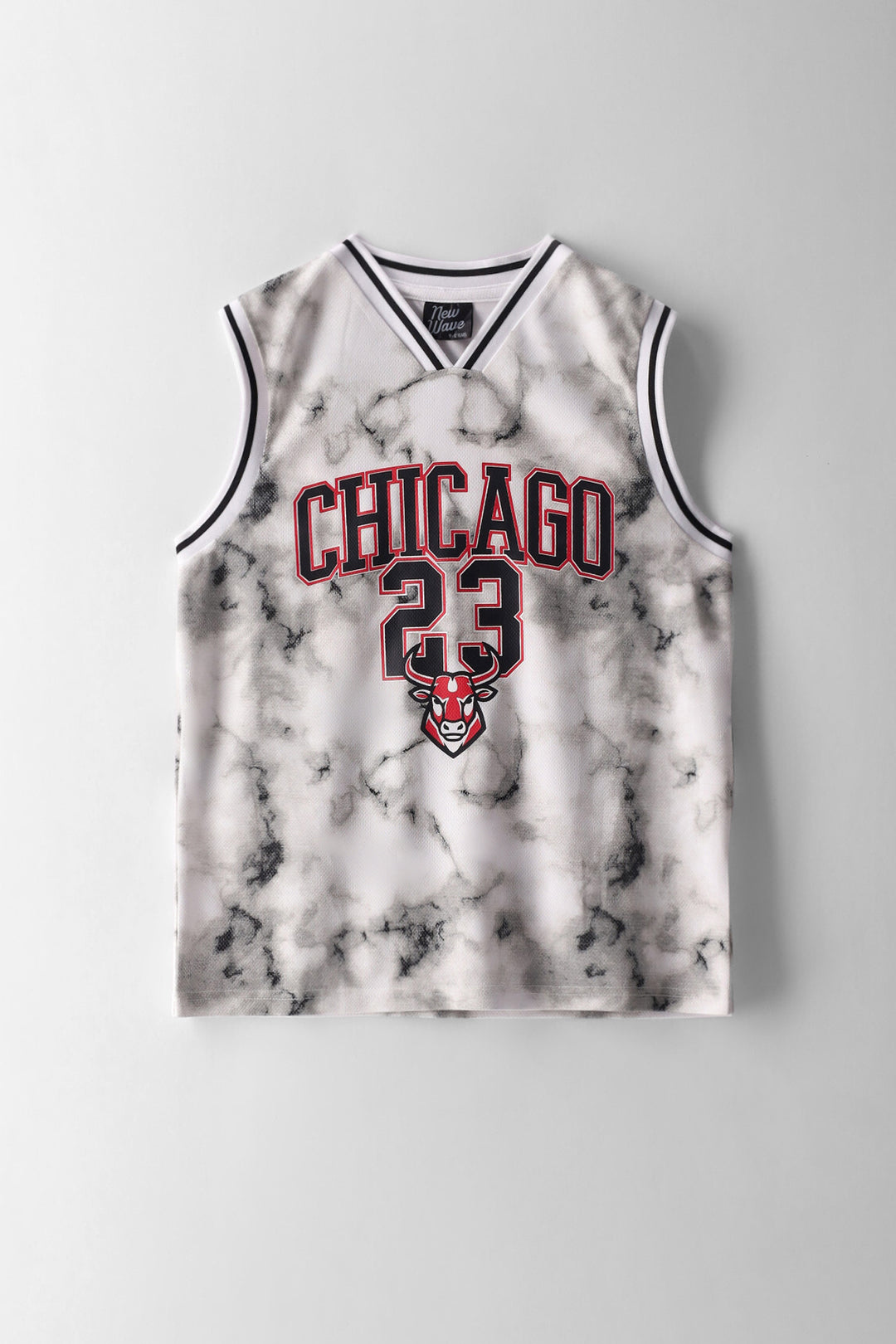 Boys Marble Oversized Sports Vest - Grey/White