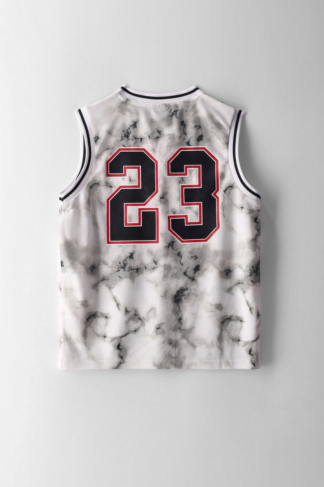 Boys Marble Oversized Sports Vest - Grey/White