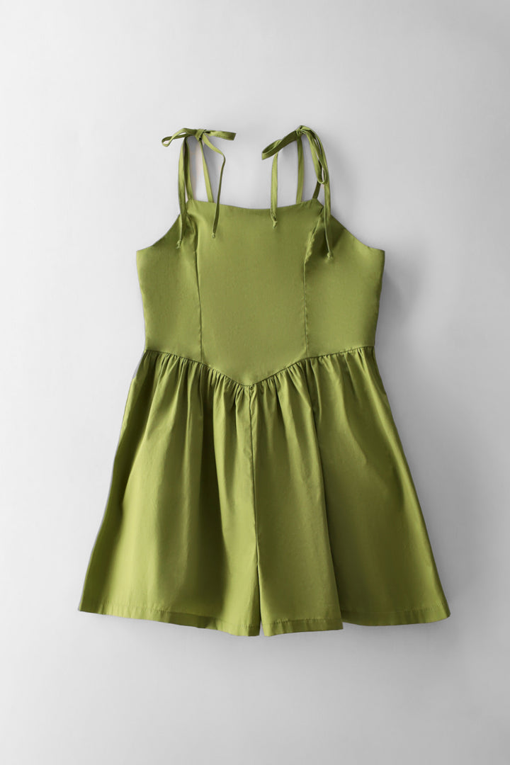 Girls Wide Leg Fitted Bodice Jumpsuit - Fatigue