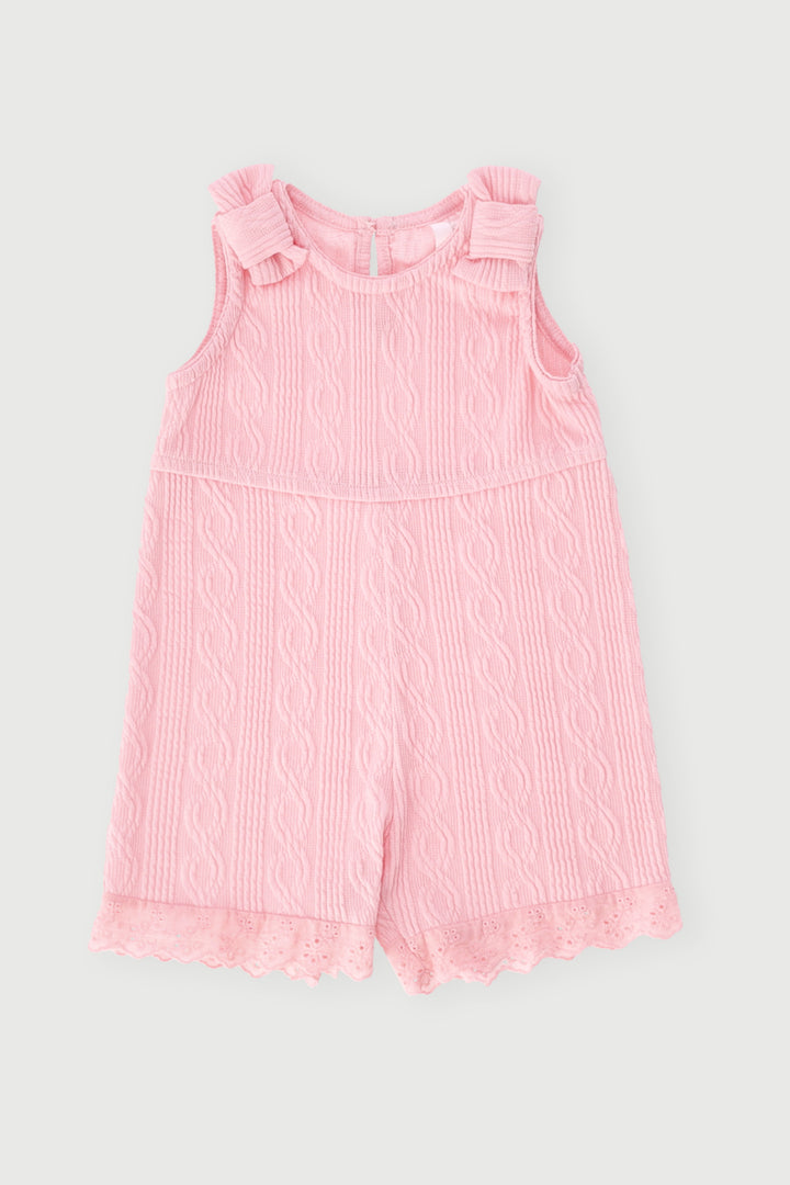 Baby Girls Textured Jumpsuit - Pink