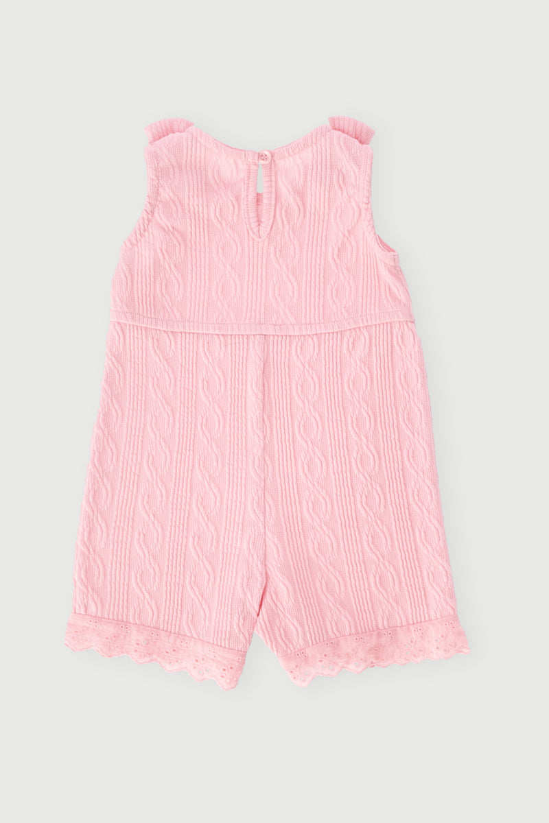 Baby Girls Textured Jumpsuit - Pink