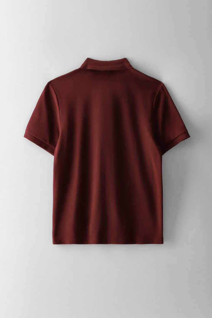Boys Pique Zip Golfer - Burgundy