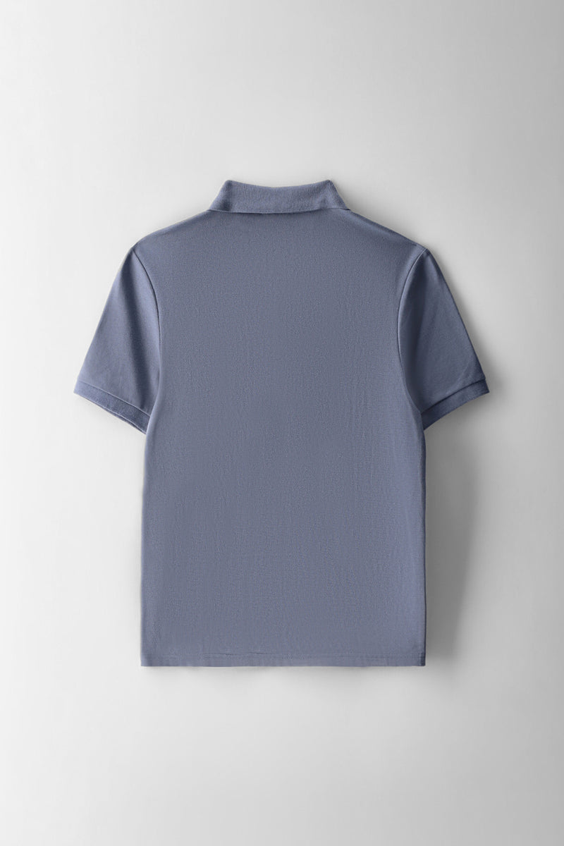 Boys Pique Zip Golfer - Blue