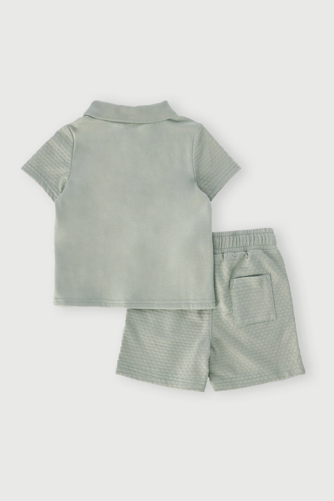 Baby Boys Textured Golfer & Short Set - Sage