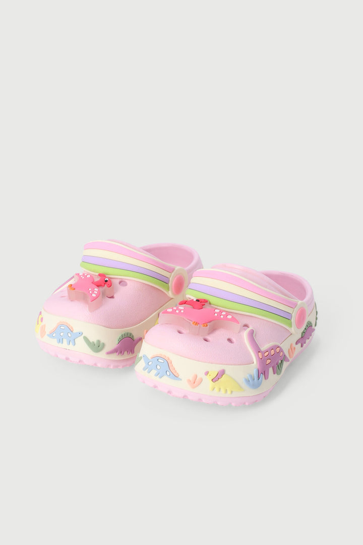 Pre-Girls Dino Strip Clog - Light Pink