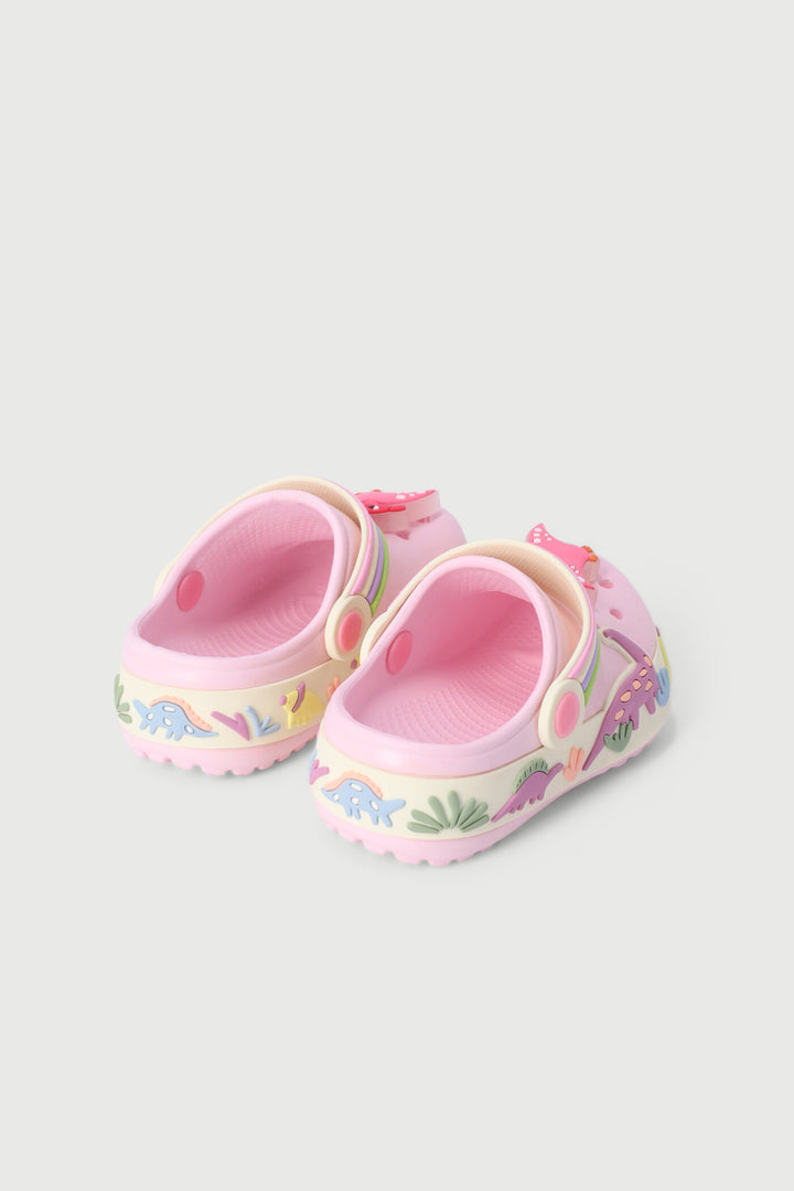 Pre-Girls Dino Strip Clog - Light Pink