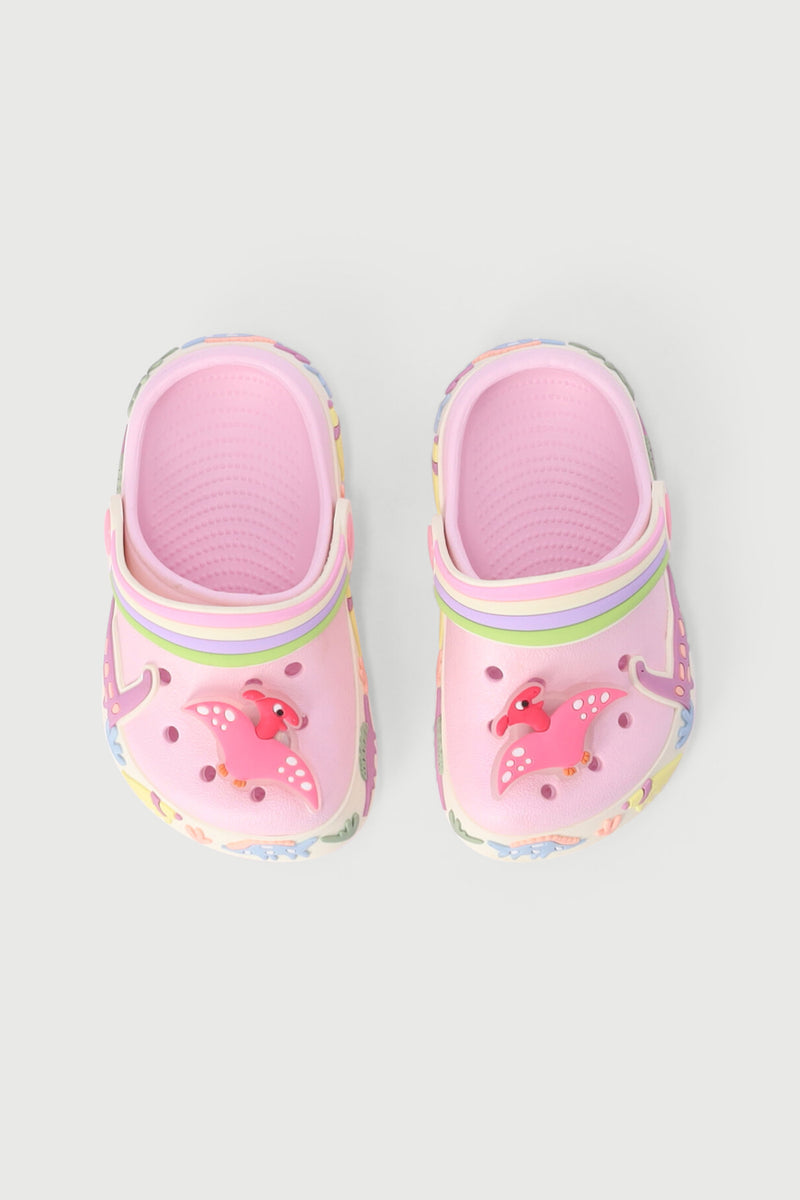 Pre-Girls Dino Strip Clog - Light Pink