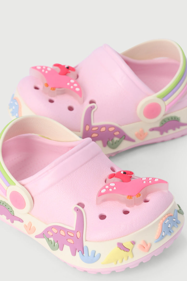 Pre-Girls Dino Strip Clog - Light Pink