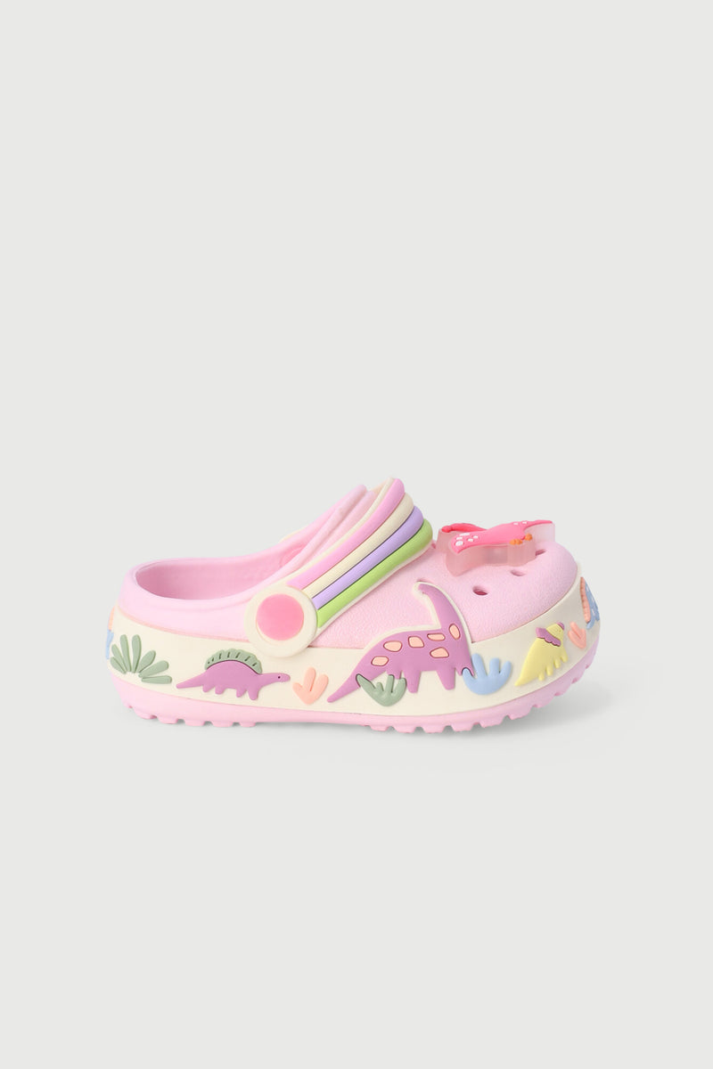 Pre-Girls Dino Strip Clog - Light Pink