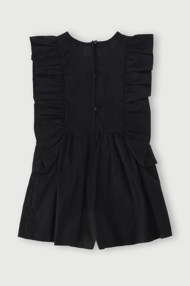 Pre-Girls Frilled Poplin Jumpsuit - Black