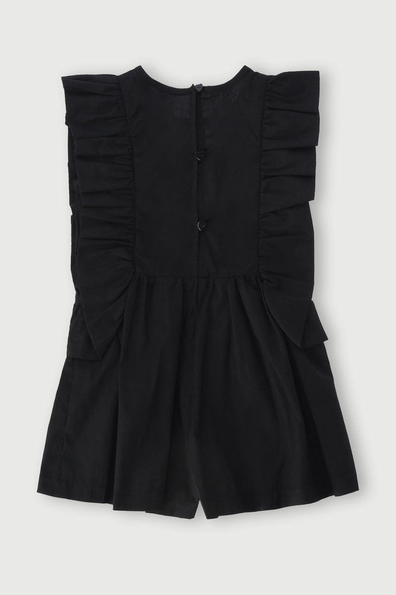 Pre-Girls Frilled Poplin Jumpsuit - Black