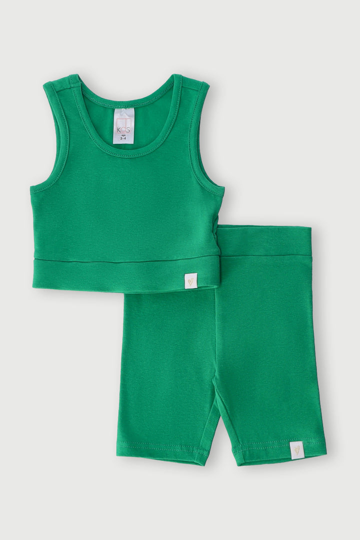 Pre-Girls Strappy Vest & Cycle Short Set - Green