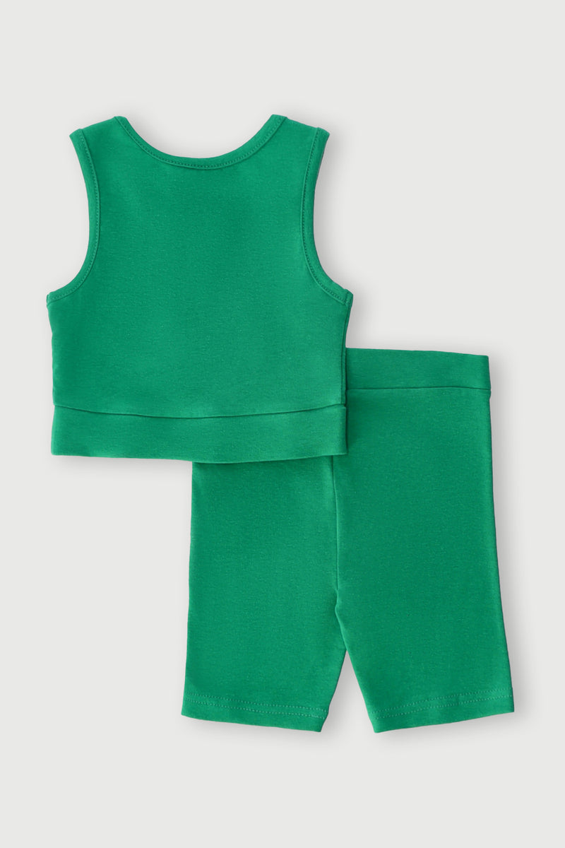 Pre-Girls Strappy Vest & Cycle Short Set - Green