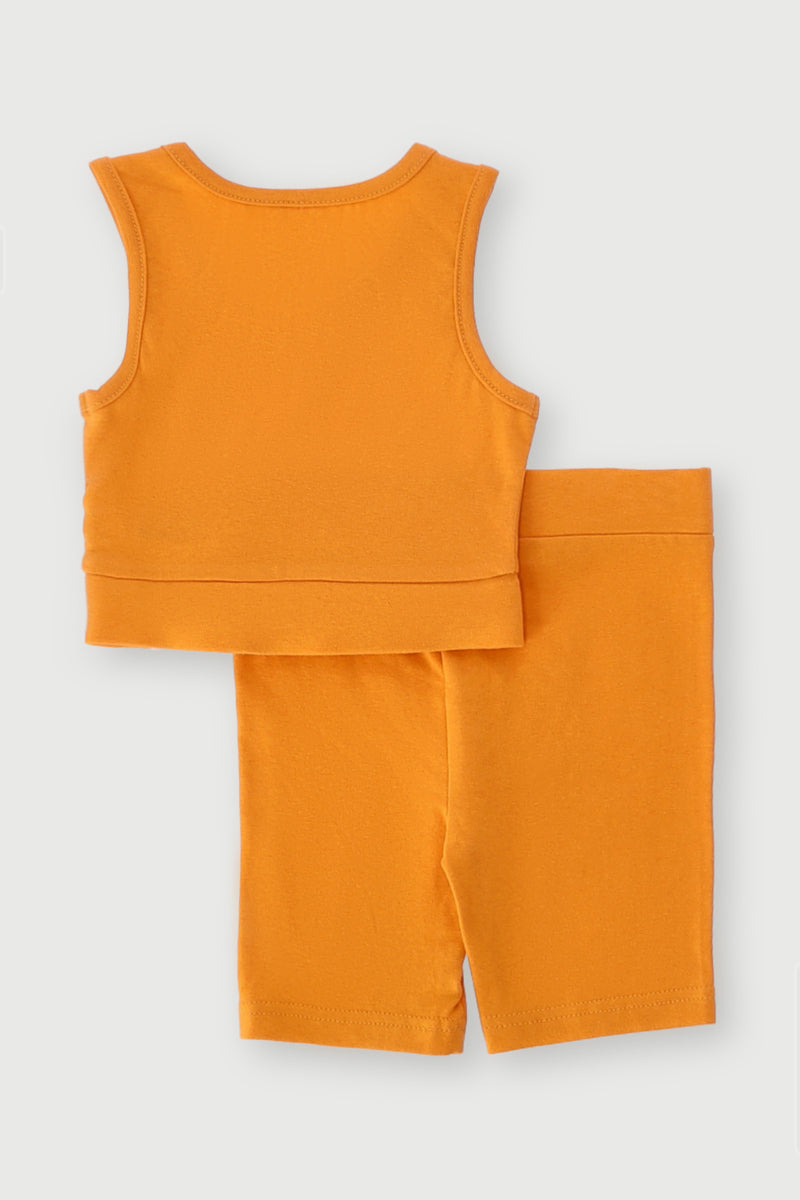 Pre-Girls Strappy Vest & Cycle Short Set - Orange