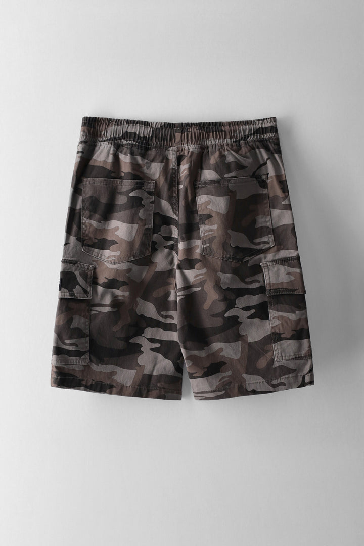 Boys Camo Print Cargo Short - Grey