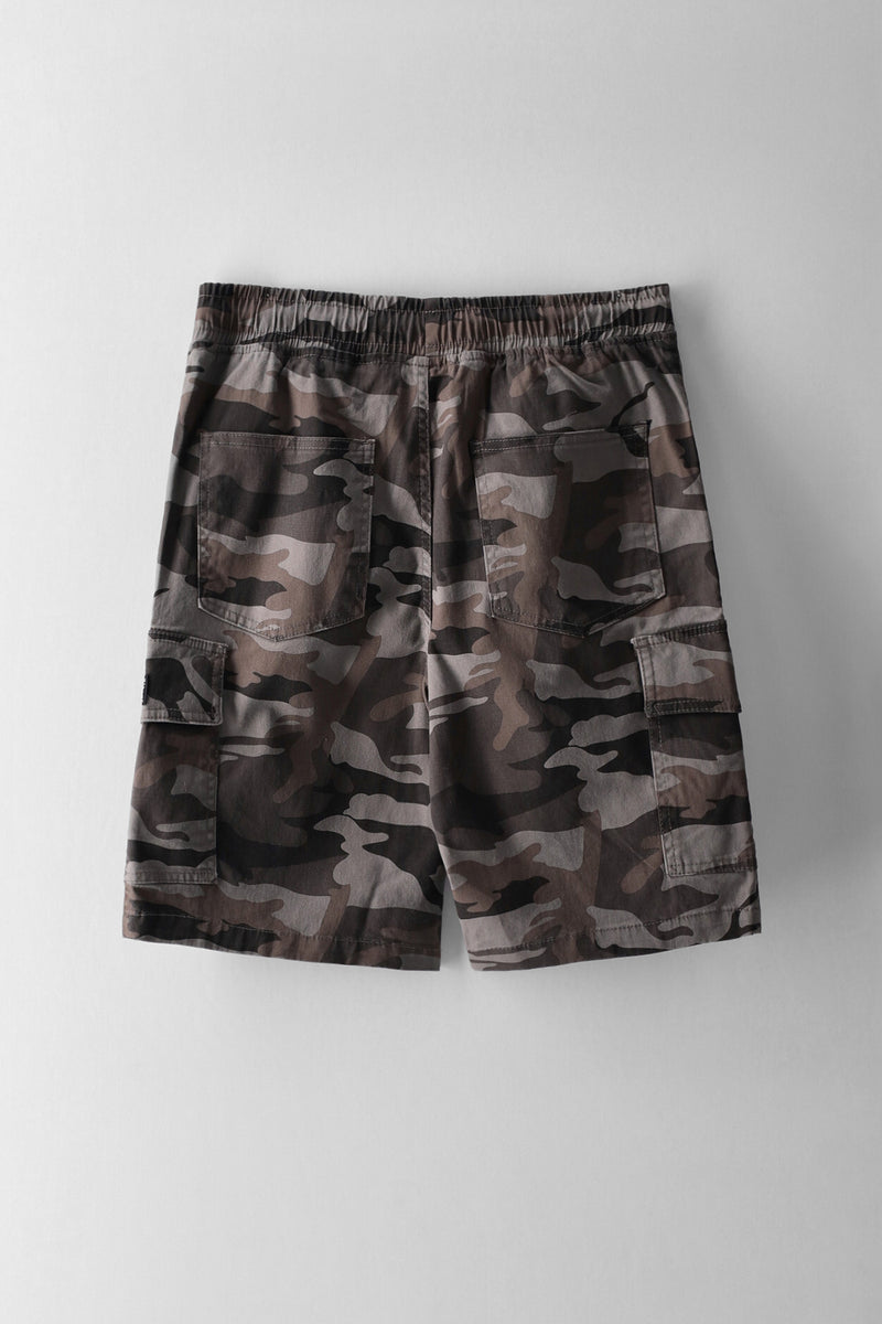 Boys Camo Print Cargo Short - Grey