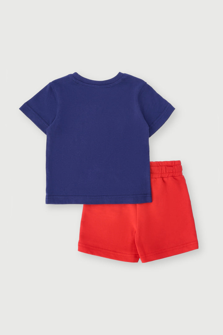 Baby Boys Spiderman Tee & Stripe Short Set - Red