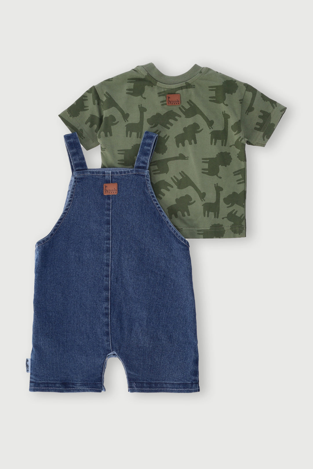 Keedo Baby Boys Safari Tee & Denim Dungaree - Denim