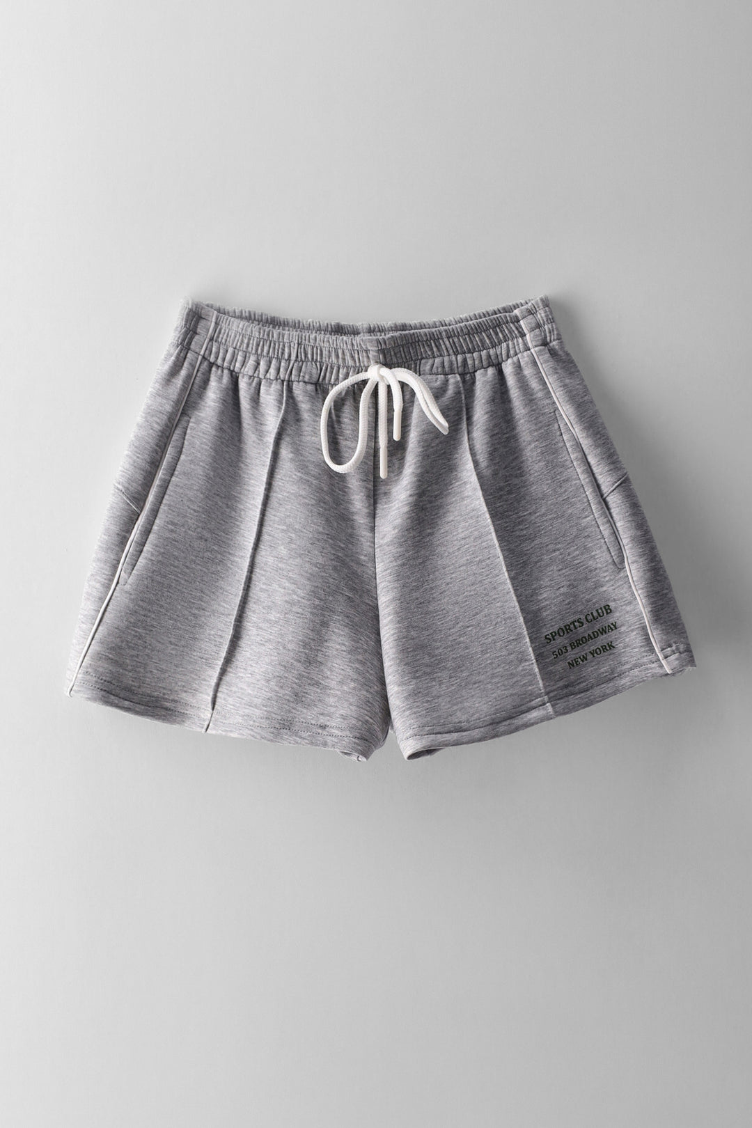 Girls Pleat Front Scuba Short - Grey Melange