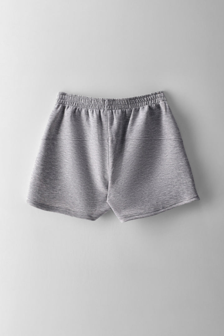 Girls Pleat Front Scuba Short - Grey Melange